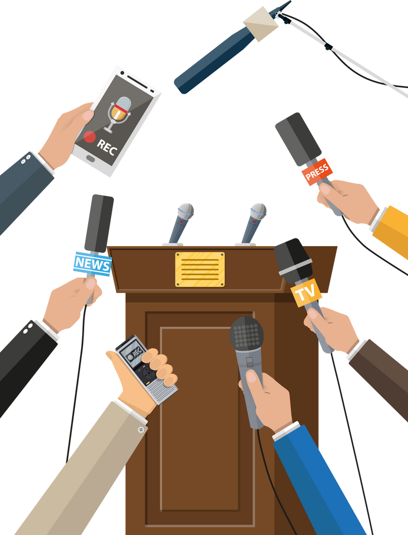 Press Conference Concept, News, Media, Journalism.